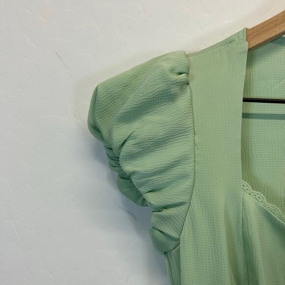 All in Favor NWT Soft Green Puff Sleeve Lace tream Mini Dress Size XS - Picture 7 of 7
